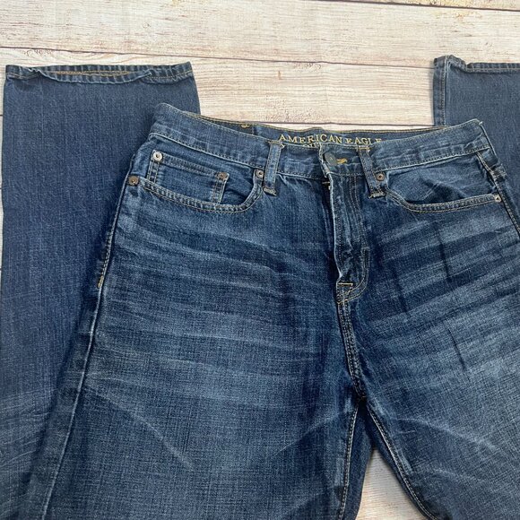 American Eagle Relaxed Straight Leg Jeans Men's 30x32 Medium Wash Denim AEO - Picture 13 of 16
